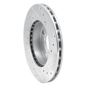 Dodge COLT Brake Rotor (1) - Front Left - R1 Concepts - Drilled & Slotted - Silver - `92-`00